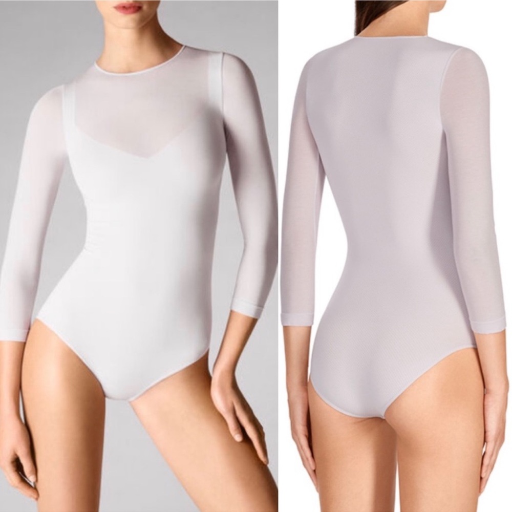 Wolford Opaque Transparent Bodysuit in Light Lilac